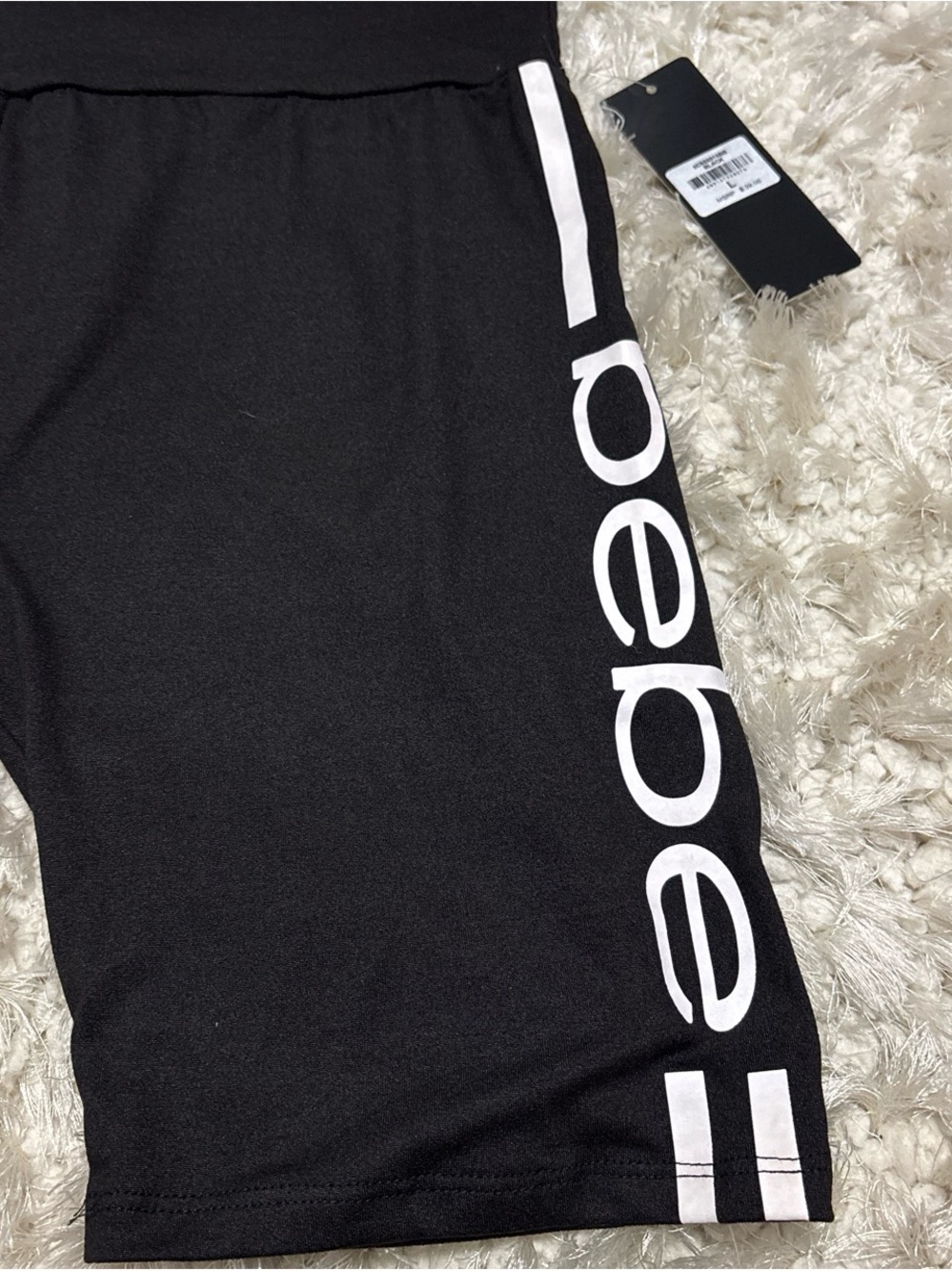 bebe Black Bike Shorts with White Logo - Picture 2 of 5